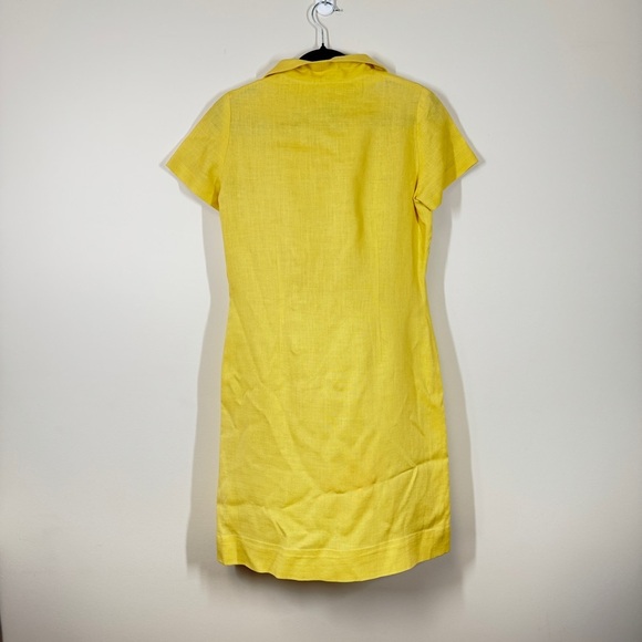 Vintage Cowl Neck Irish Linen Butter Yellow Button-Down Midi Dress No Size - Picture 6 of 11